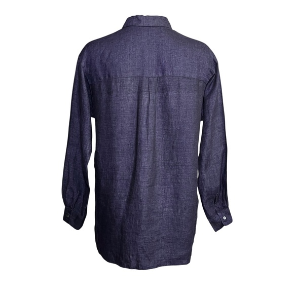 J McLaughlin Fallon Tunic Top Size Small Linen Blue Popover Loose Fit Breathable - Picture 8 of 12